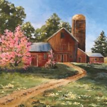 Barn with Springtime Blossoms